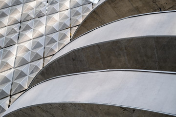 Modern office building with angular / rhombus structure of cells. Reworked abstract architecture photo.