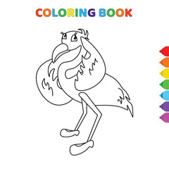cute cartoon thinking bird coloring book for kids. black and white vector illustration for coloring book. thinking bird concept hand drawn illustration