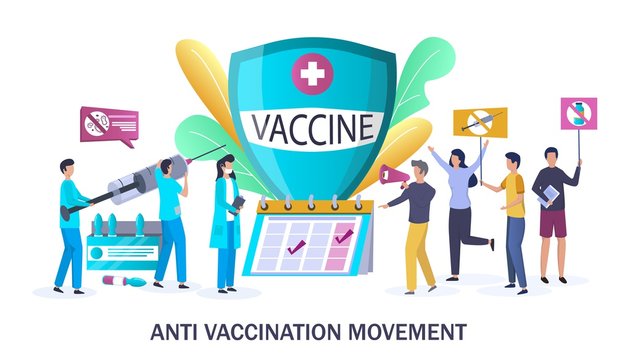 Anti Vaccination Movement, Vector Concept For Web Banner, Website Page