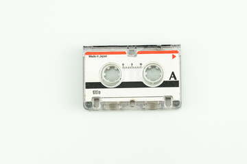 Tape cassette old audio technology isolated on white background