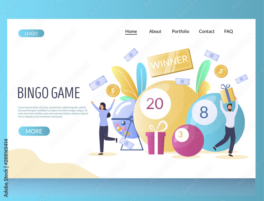 Poster bingo game vector website landing page design template