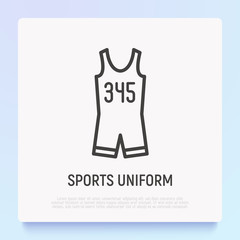 Sportswear for triathlon thin line icon. Sleeveless skinsuit. Modern vector illustration.
