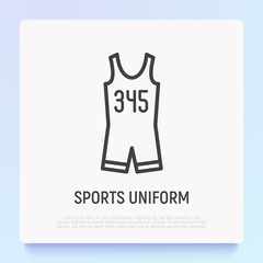 Sportswear for triathlon thin line icon. Sleeveless skinsuit. Modern vector illustration.