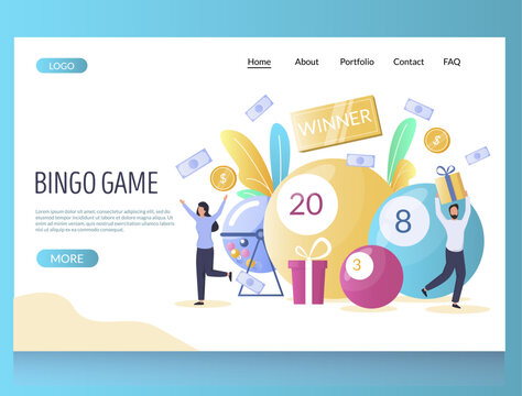 Bingo game vector website landing page design template