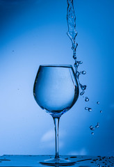 water, glass, drink, splash, liquid, pouring, blue, isolated, drop, white