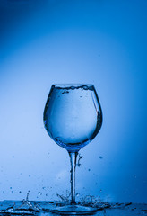 water, glass, drink, splash, liquid, pouring, blue, isolated, drop, white