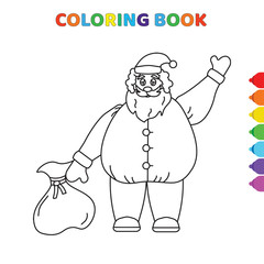 cute cartoon santa claus coloring book for kids. black and white vector illustration for coloring book. santa claus concept hand drawn illustration
