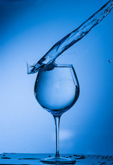 water, glass, drink, splash, liquid, pouring, blue, isolated, drop, white