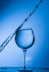 water, glass, drink, splash, liquid, pouring, blue, isolated, drop, white
