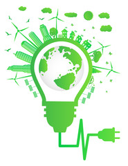 Eco friendly concept, Green city save the world.Ecology and Environmental Concept,Earth Symbol  Help The World With Eco-Friendly Ideas.Vector EPS 10.