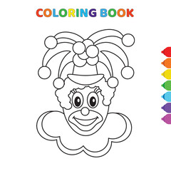 cute cartoon smiling happy clown coloring book for kids. black and white vector illustration for coloring book. smiling happy clown concept hand drawn illustration