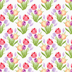 Obraz premium seamless pattern with colorful tulips