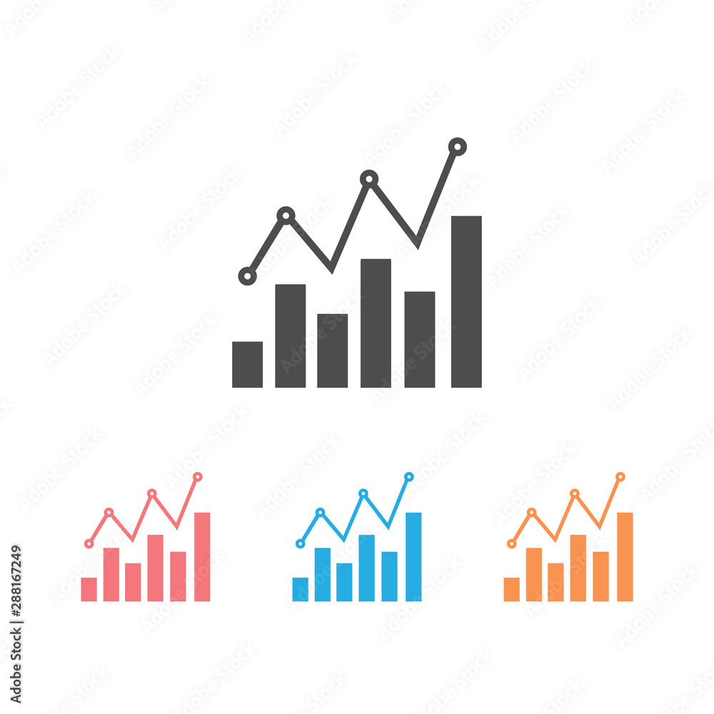 Poster analytics icon set design template vector isolated