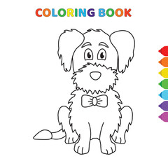 cute cartoon dog coloring book for kids. black and white vector illustration for coloring book. dog concept hand drawn illustration