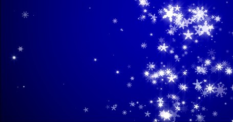Christmas blue background with snowflakes - falling snow