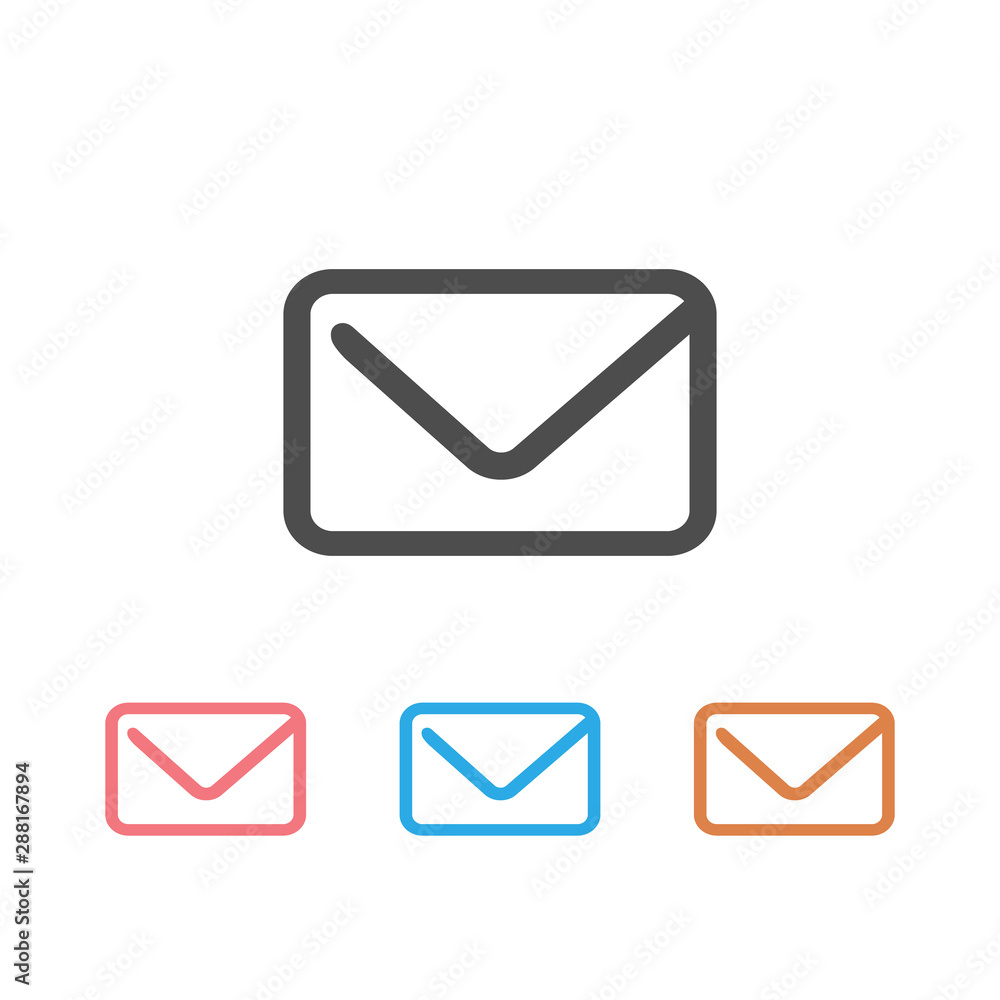 Poster chat email envelope letter mail message icon set vector in line