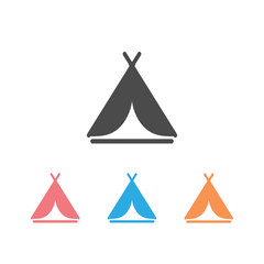 Camping tent symbol. set icon on white. Vector illustration