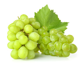 Ripe sweet grapes on white background