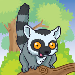 Lemur cartoon, animal cartoon, cartoon cute