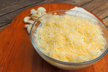 salad with cheese and garlic
