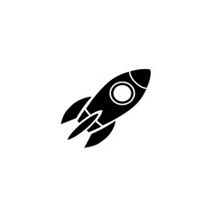 Monochrome vector illustration of rocket icon isolated on white