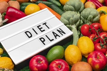 Assorted fruits and vegetables for diet plan