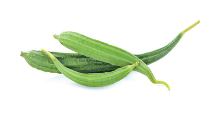 Luffa acutangula on white background