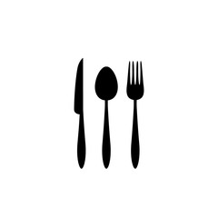 Spoon, fork and knife icon on white. Vector illustration