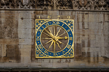 Historic Clock and sundial, Cambridge, UK