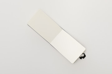 top view of empty open notebook on white background