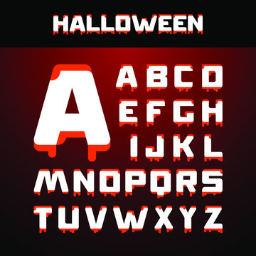 halloween font white-red on a dark red background