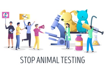 Stop animal testing campaign vector concept illustration