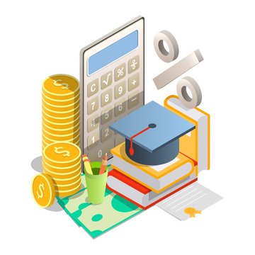 Student Loan Rates Vector Concept Isometric Illustration