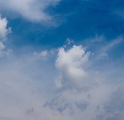 Fototapeta na wymiar The white clouds in the blue sky background.