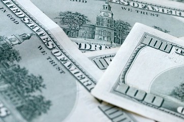 Many hundred dollar bills