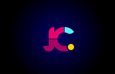 pink blue alphabet letter JC J C combination for company logo
