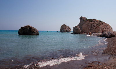 Beautiful sea coast in Cyprus. Rock of Aphrodite.