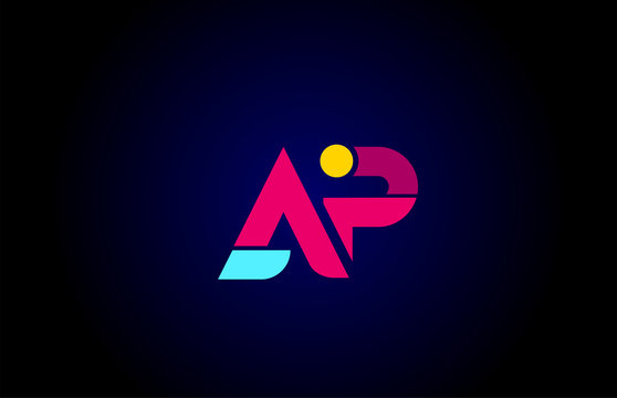 pink blue alphabet letter AP A P combination for company logo