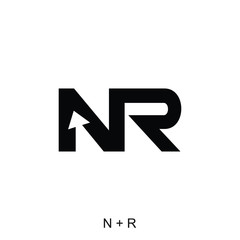letter N and R with arrow negative space concept, typography of NR vector ready to use