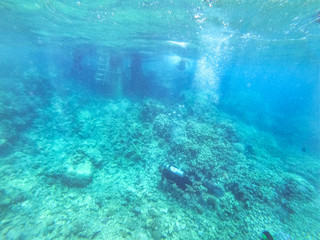 Underwater background of ocean and free space for your decoration. 