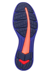 Sole of sport tracking shoes snickers individual design close up isolated one