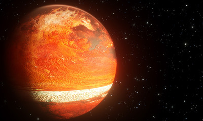 3d render of abstract old planet in process of explosion on black background © vadarshop