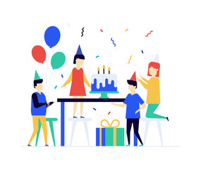 Children birthday celebration flat design style illustration