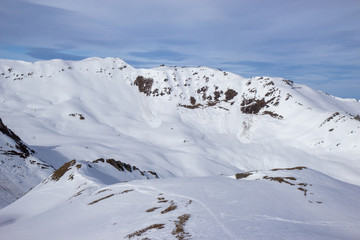 view of Mayrhofen ski resort in winter time, Austria