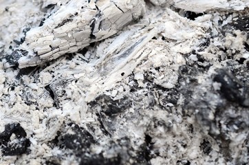 Pile of ashes after the fire went out grunge background texture