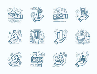 Set of vector line icons in flat design concept for business, finance, banking and accounting