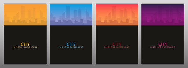 Set of banners. Railway bridge with beautiful outdoor and city landscape. Travel Concept.