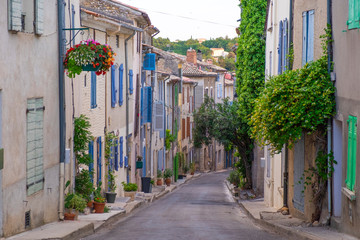 narrow street in Valensole. Provence, France 