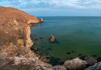 seashore rock on the Black Sea in Crimea to Opuksky Nature Reserve