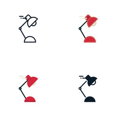 Set of outline, filled outline, flat, and glyph table lamp icon. Editable stroke icons suitable for web, infographics, interface and apps.